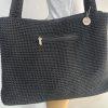 The Sak Woven Crochet Shoulder Bag Handbag Black Double Handle Large Dual Zipper