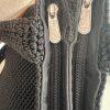 The Sak Woven Crochet Shoulder Bag Handbag Black Double Handle Large Dual Zipper