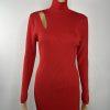 Gabrielle Union Tight Knit Sweater Dress Size L Red Long Sleeve Cutout Midi