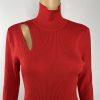 Gabrielle Union Tight Knit Sweater Dress Size L Red Long Sleeve Cutout Midi