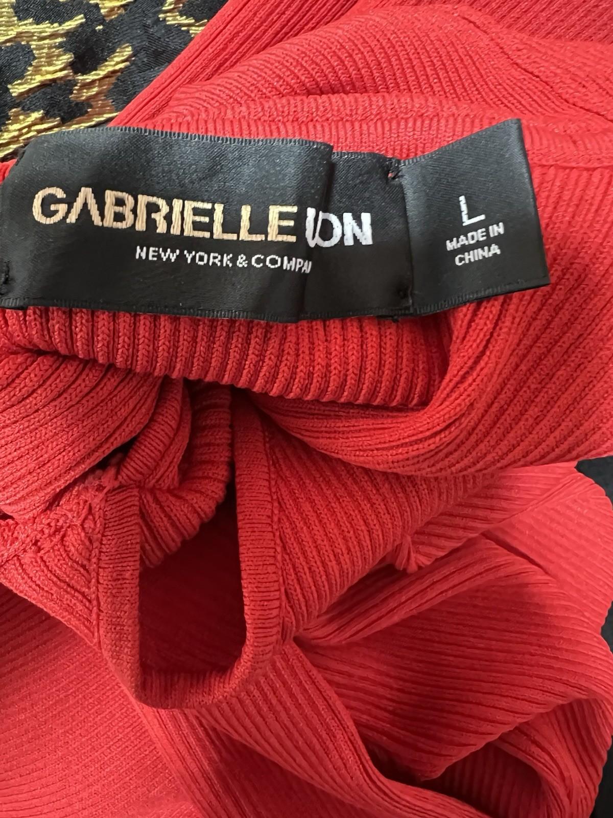 Gabrielle Union Tight Knit Sweater Dress Size L Red Long Sleeve Cutout Midi