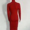 Gabrielle Union Tight Knit Sweater Dress Size L Red Long Sleeve Cutout Midi