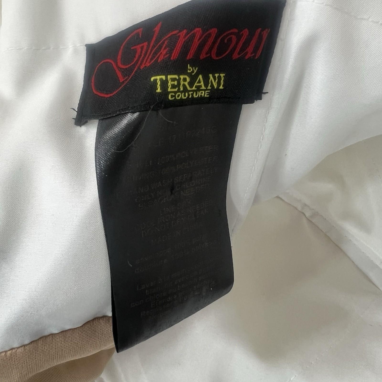 Glamour By Terani Couture Satin Ball Gown Dress 10 Black White Belted Organza
