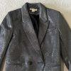 H&M Trinny Woodall  Silver Double breasted Blazer Jacket US 6 Metallic Party Y2K