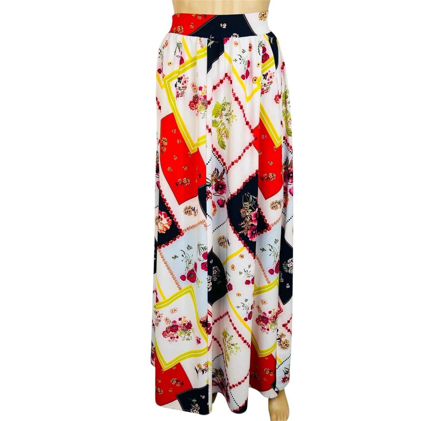 New York & Company Maxi Skirt Size XS/S Multicolored Long Slit Feminine Timeless