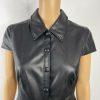 Calvin Klein Faux Leather Dress Size 4 Black Cap Sleeves Snap Button Fitted