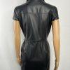 Calvin Klein Faux Leather Dress Size 4 Black Cap Sleeves Snap Button Fitted