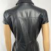 Calvin Klein Faux Leather Dress Size 4 Black Cap Sleeves Snap Button Fitted