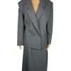 Chrisian Dior Vintage Wool Skirt Suit 16 Gray Double Breasted Pleated Pockets