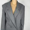 Chrisian Dior Vintage Wool Skirt Suit 16 Gray Double Breasted Pleated Pockets