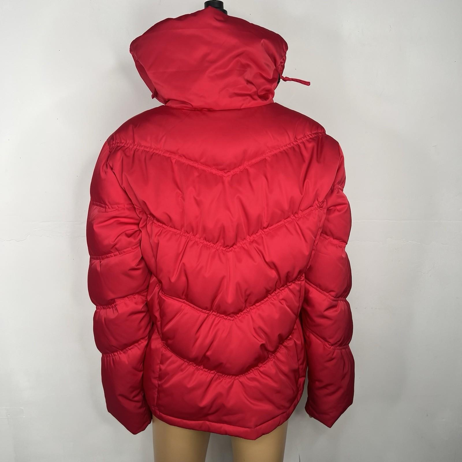 A.N.A A New Approach Women Down Puffer Jacket Size L Full Zip High Collar Red