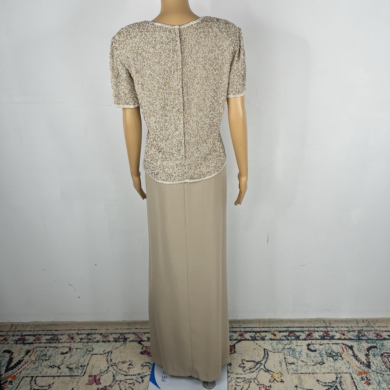 Adrianna Papell Evening Evening 100% Silk Beaded Top and Maxi Skirt Size 16