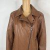 Kenneth Cole Faux Leather Moto Jacket Size L Cognac Asymmetrical Notch Collar