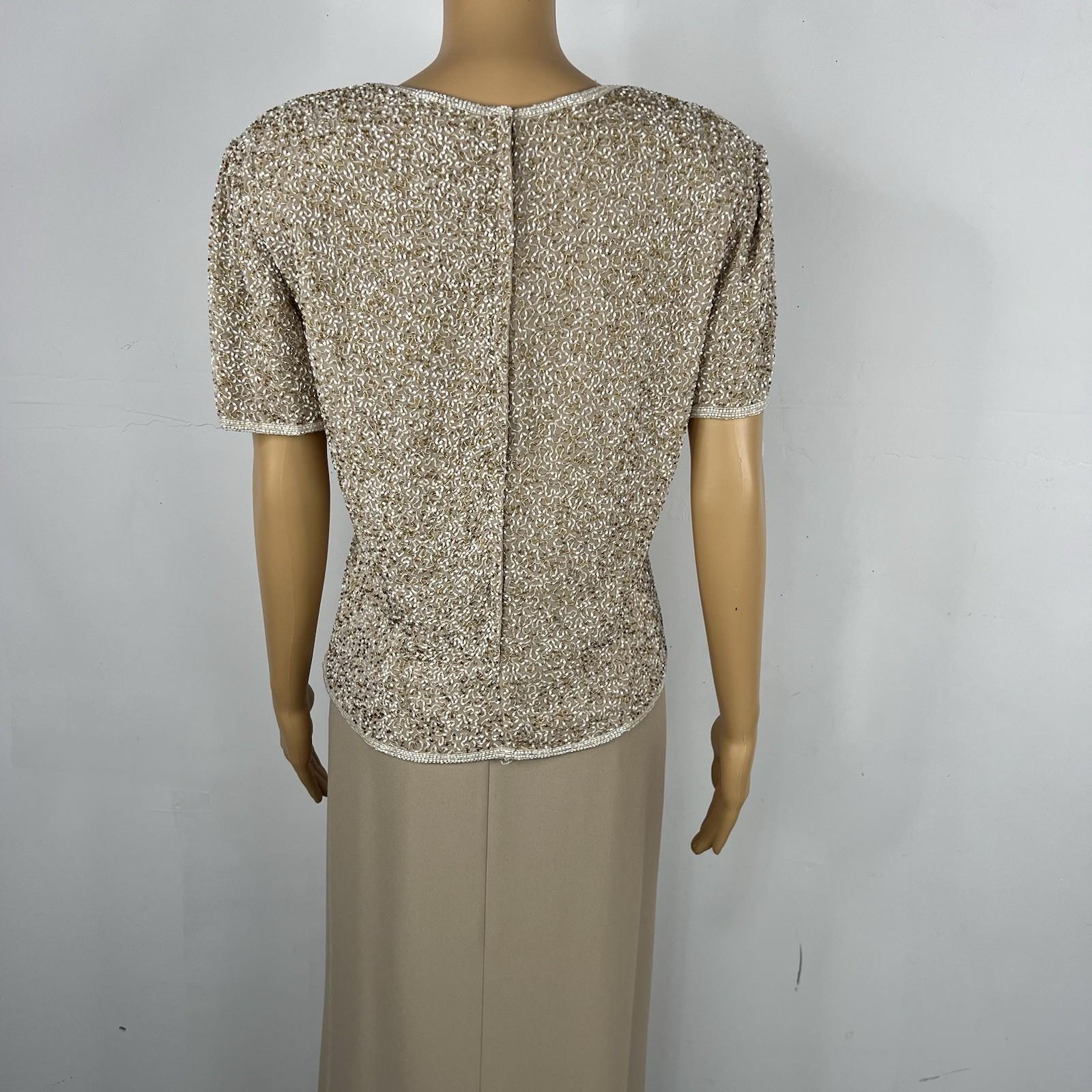 Adrianna Papell Evening Evening 100% Silk Beaded Top and Maxi Skirt Size 16
