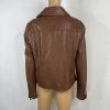 Kenneth Cole Faux Leather Moto Jacket Size L Cognac Asymmetrical Notch Collar