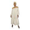 Madison Silky Like Off Shoulder Maxi Dress Size M Beige Made In Italy Ruffle