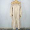 Madison Silky Like Off Shoulder Maxi Dress Size M Beige Made In Italy Ruffle
