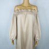 Madison Silky Like Off Shoulder Maxi Dress Size M Beige Made In Italy Ruffle