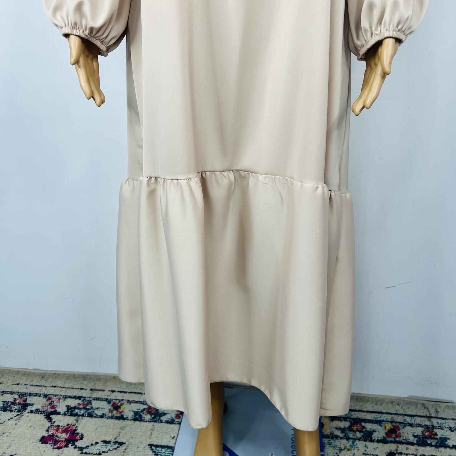 Madison Silky Like Off Shoulder Maxi Dress Size M Beige Made In Italy Ruffle