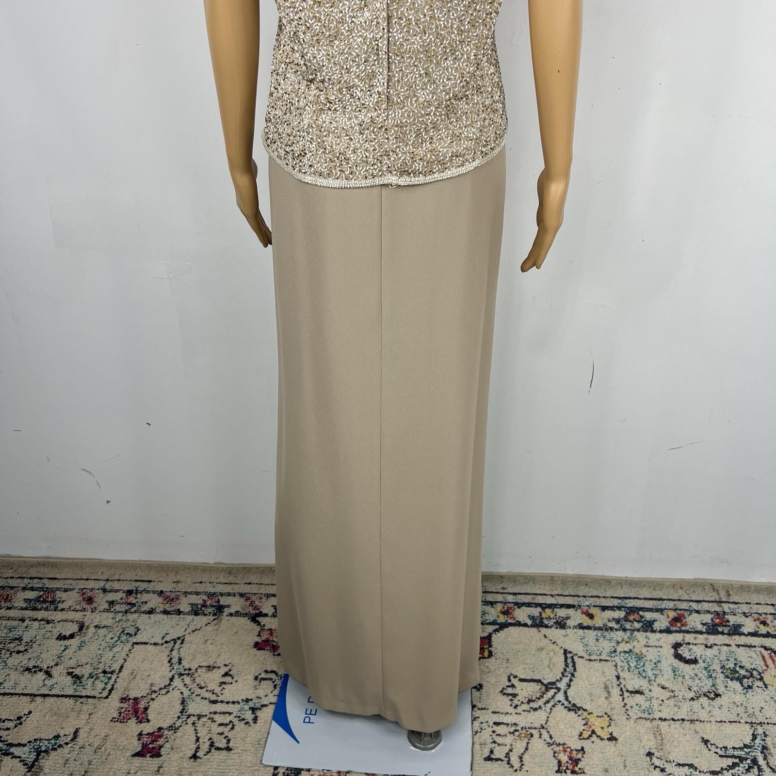 Adrianna Papell Evening Evening 100% Silk Beaded Top and Maxi Skirt Size 16