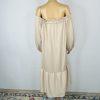 Madison Silky Like Off Shoulder Maxi Dress Size M Beige Made In Italy Ruffle