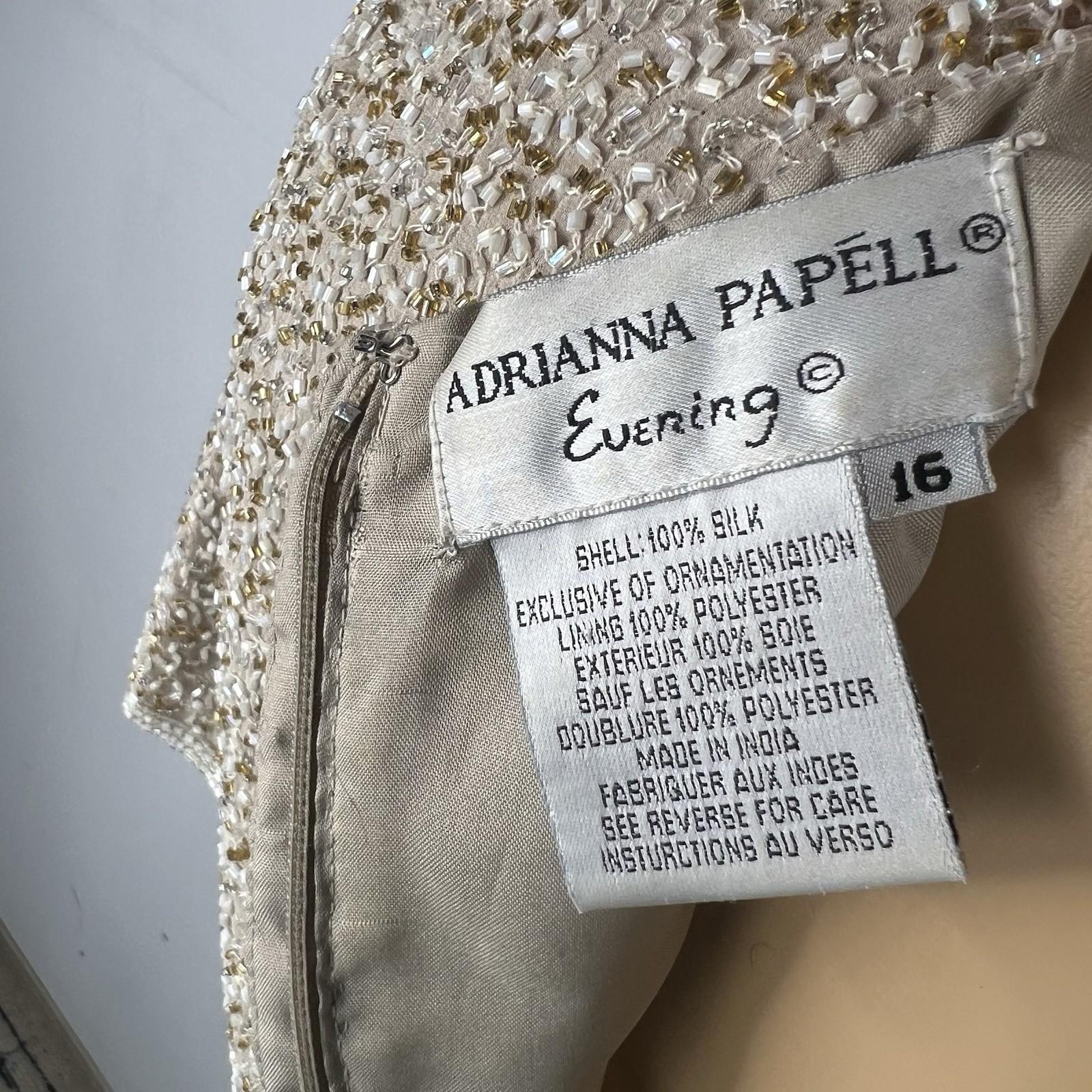 Adrianna Papell Evening Evening 100% Silk Beaded Top and Maxi Skirt Size 16