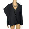 Suit Studio Polyester Pant Suit Size 14P Black Ruffle Shawl Collar Lined 2PC New