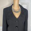 Suit Studio Polyester Pant Suit Size 14P Black Ruffle Shawl Collar Lined 2PC New