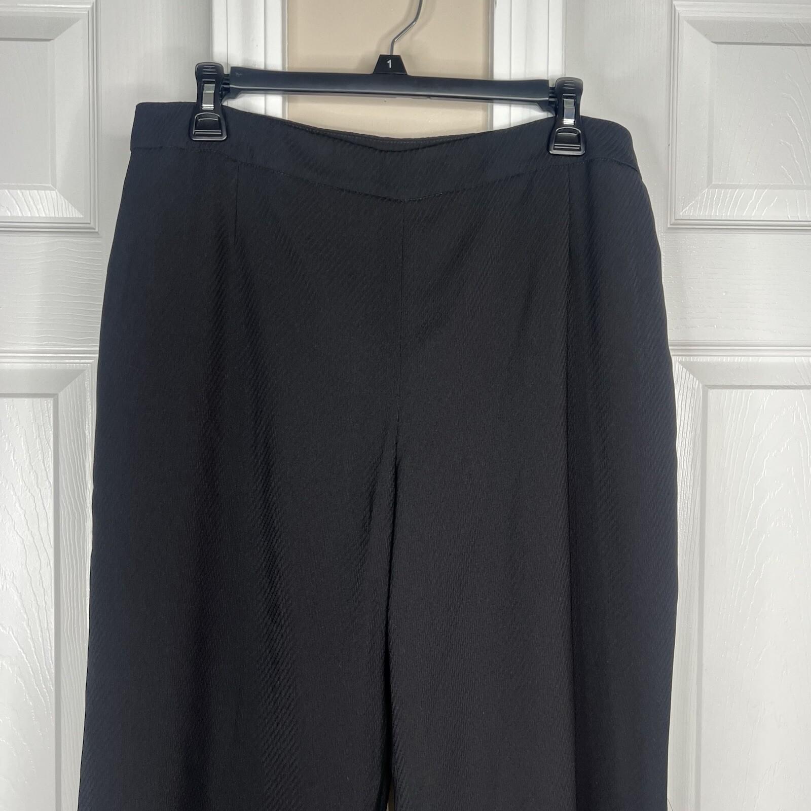 Suit Studio Polyester Pant Suit Size 14P Black Ruffle Shawl Collar Lined 2PC New