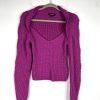 Express Women Sweater Size S Magenta Chunky Cable knit V Neck Warm Y2K Soft