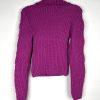 Express Women Sweater Size S Magenta Chunky Cable knit V Neck Warm Y2K Soft