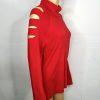 Cyrus Women Turtleneck Sweater Size M Red CuT Out Sleeves High Low Knit New