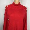 Cyrus Women Turtleneck Sweater Size M Red CuT Out Sleeves High Low Knit New