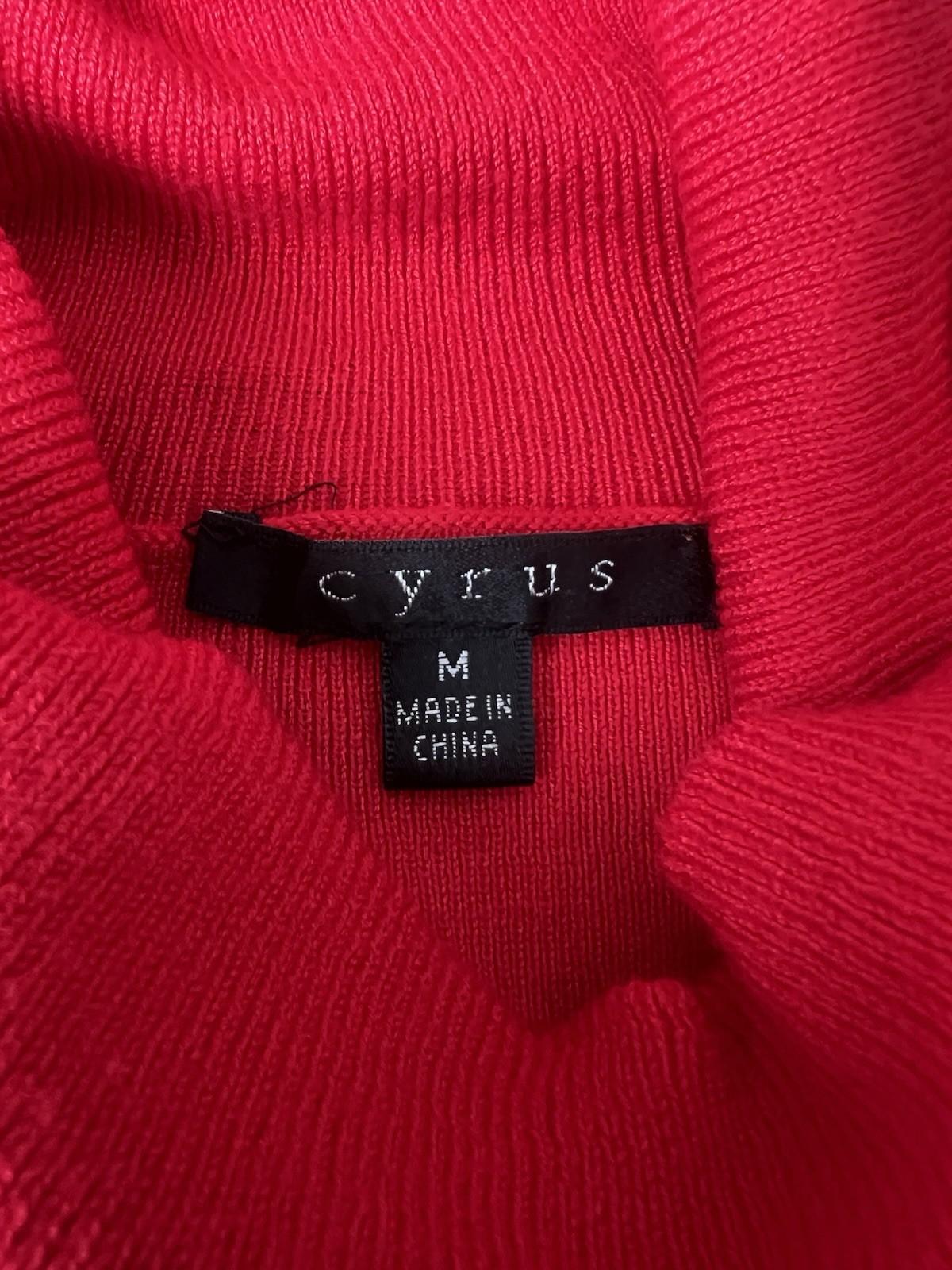 Cyrus Women Turtleneck Sweater Size M Red CuT Out Sleeves High Low Knit New