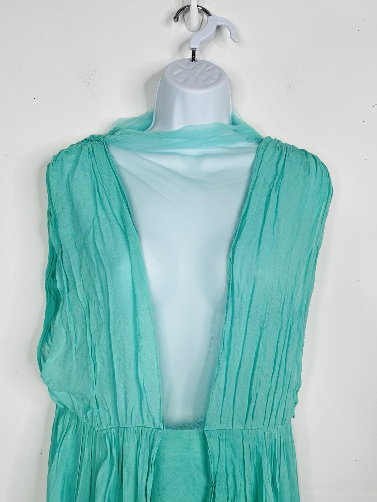 Anthropologie Forever That Girl Maxi Dress Size XL Turquoise Plunge Chiffon New