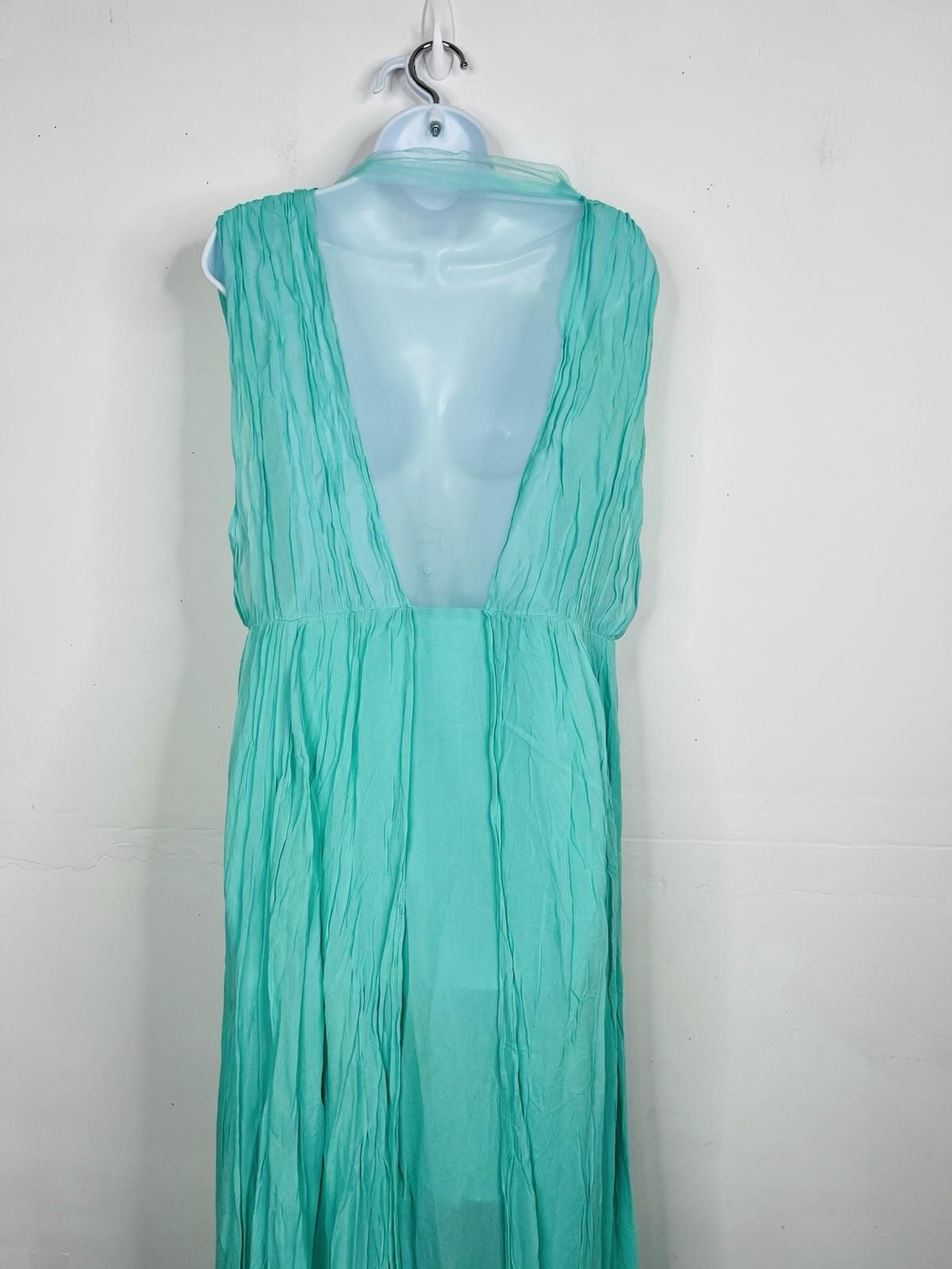 Anthropologie Forever That Girl Maxi Dress Size XL Turquoise Plunge Chiffon New