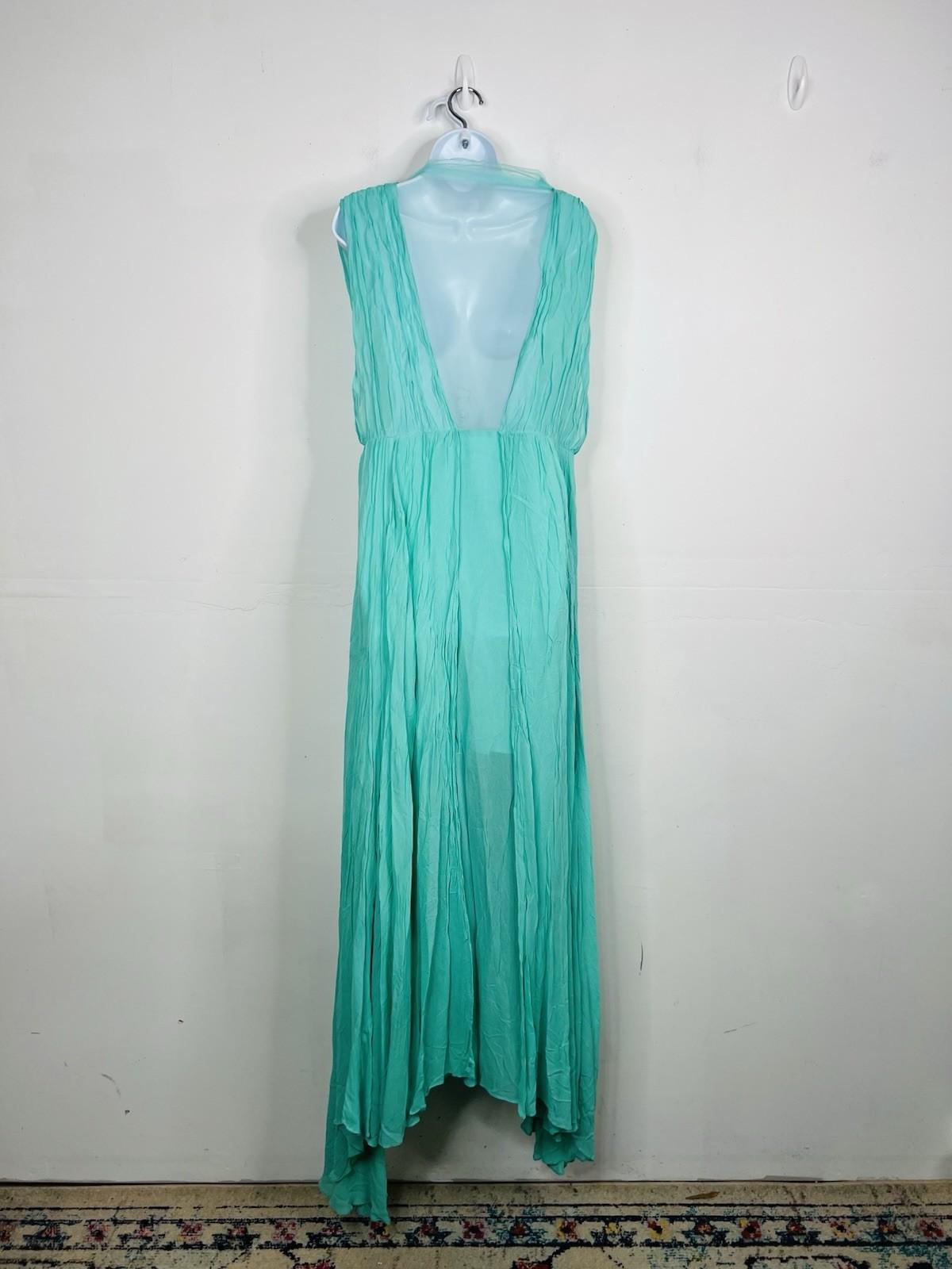 Anthropologie Forever That Girl Maxi Dress Size XL Turquoise Plunge Chiffon New