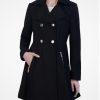 Laundry Shelli Segal Women Wool Blend M Black Double-Breasted Skirted PeaCoat