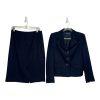 Evan Picone Polyester Skirt Suit Size 8 Blue Notch Collar Business 2PC Timeless