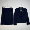 Evan Picone Polyester Skirt Suit Size 8 Blue Notch Collar Business 2PC Timeless