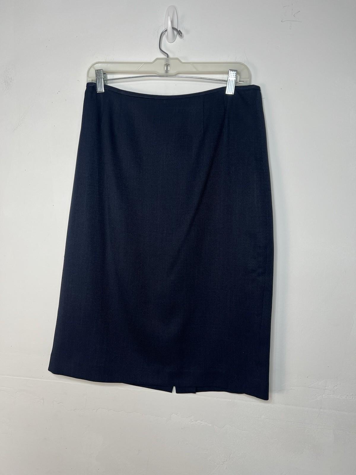 Evan Picone Polyester Skirt Suit Size 8 Blue Notch Collar Business 2PC Timeless