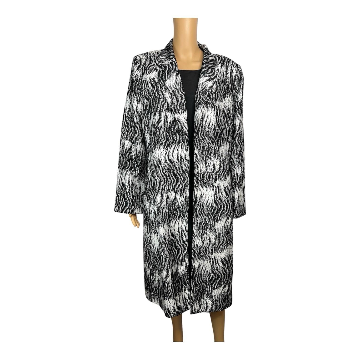 Le Suit Polyester Dress Suit Size 16 Black White Open Front Lined 2PC Timeless