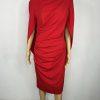 Betsy Adam Jordan Draped Cape Back Sleeves Dress Size 8 Red Sheath Dress New