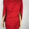 Betsy Adam Jordan Draped Cape Back Sleeves Dress Size 8 Red Sheath Dress New