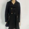 Laundry Shelli Segal Women Wool Blend M Black Double-Breasted Skirted PeaCoat