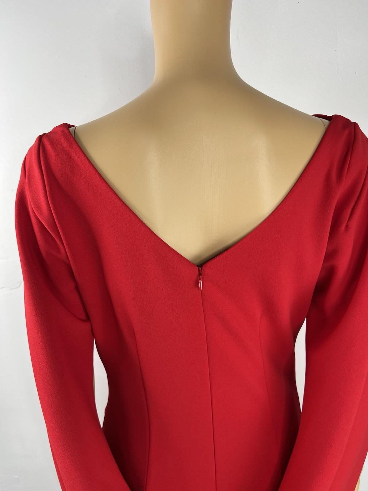 Betsy Adam Jordan Draped Cape Back Sleeves Dress Size 8 Red Sheath Dress New