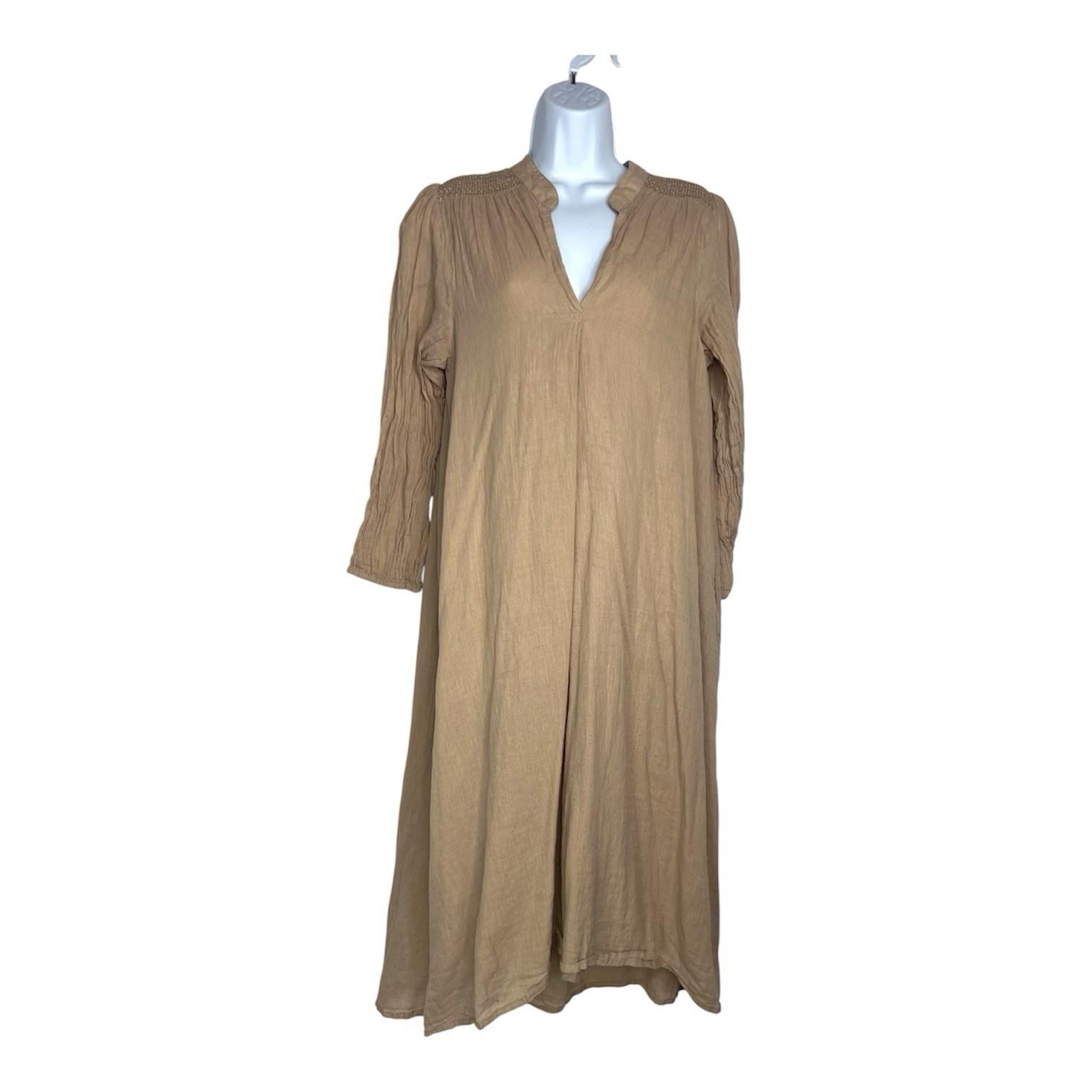 LA ROUGE Mette Cotton Dress S/M Cold Sand Loose Sundress Langelook Boho Flowy