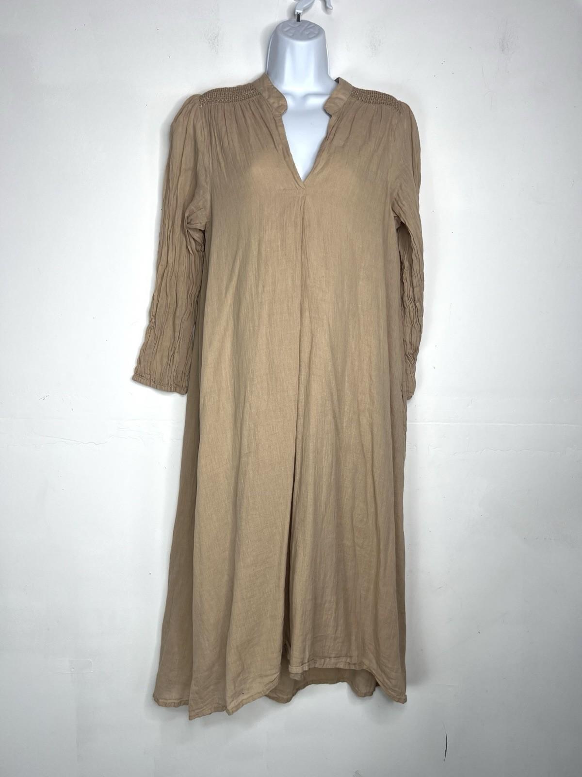 LA ROUGE Mette Cotton Dress S/M Cold Sand Loose Sundress Langelook Boho Flowy