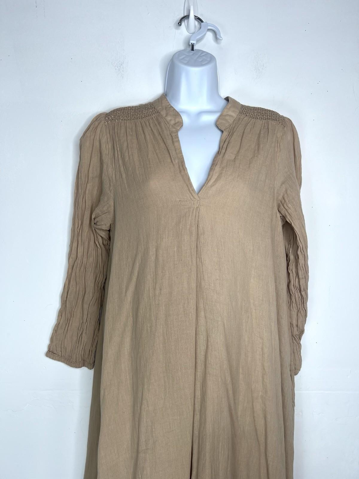 LA ROUGE Mette Cotton Dress S/M Cold Sand Loose Sundress Langelook Boho Flowy