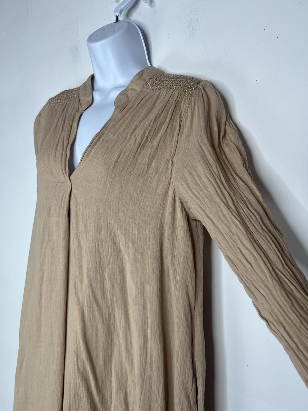 LA ROUGE Mette Cotton Dress S/M Cold Sand Loose Sundress Langelook Boho Flowy